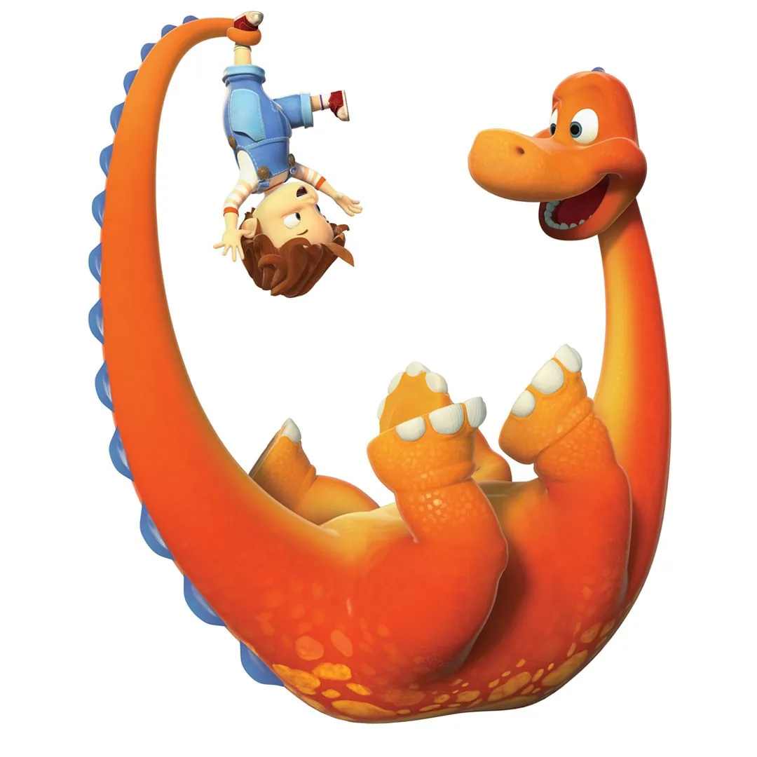Dinosaur lifting Boy into the air