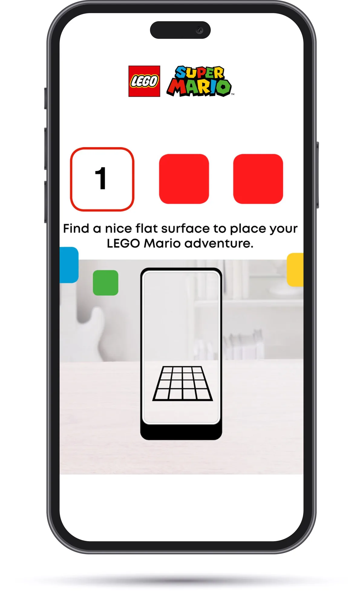 LEGO Super Mario app surface placement instructions
