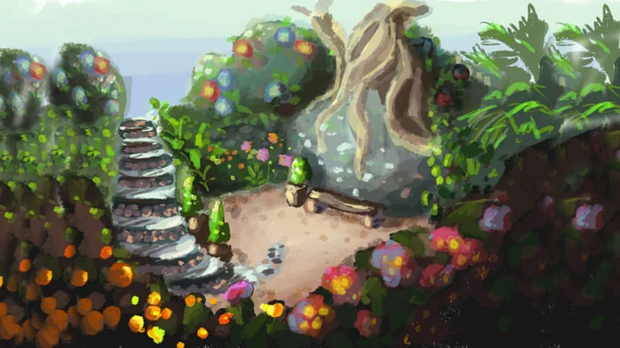 Painted garden environment for Boy and the Dinosaur
