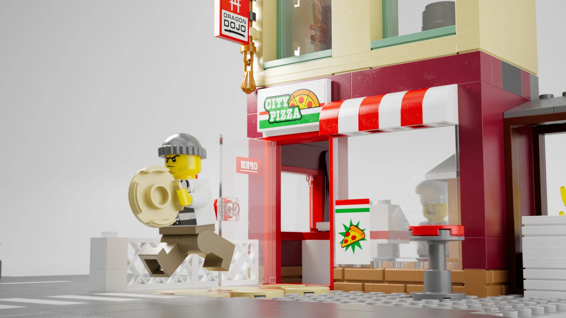 A scene from the animated LEGO City experience