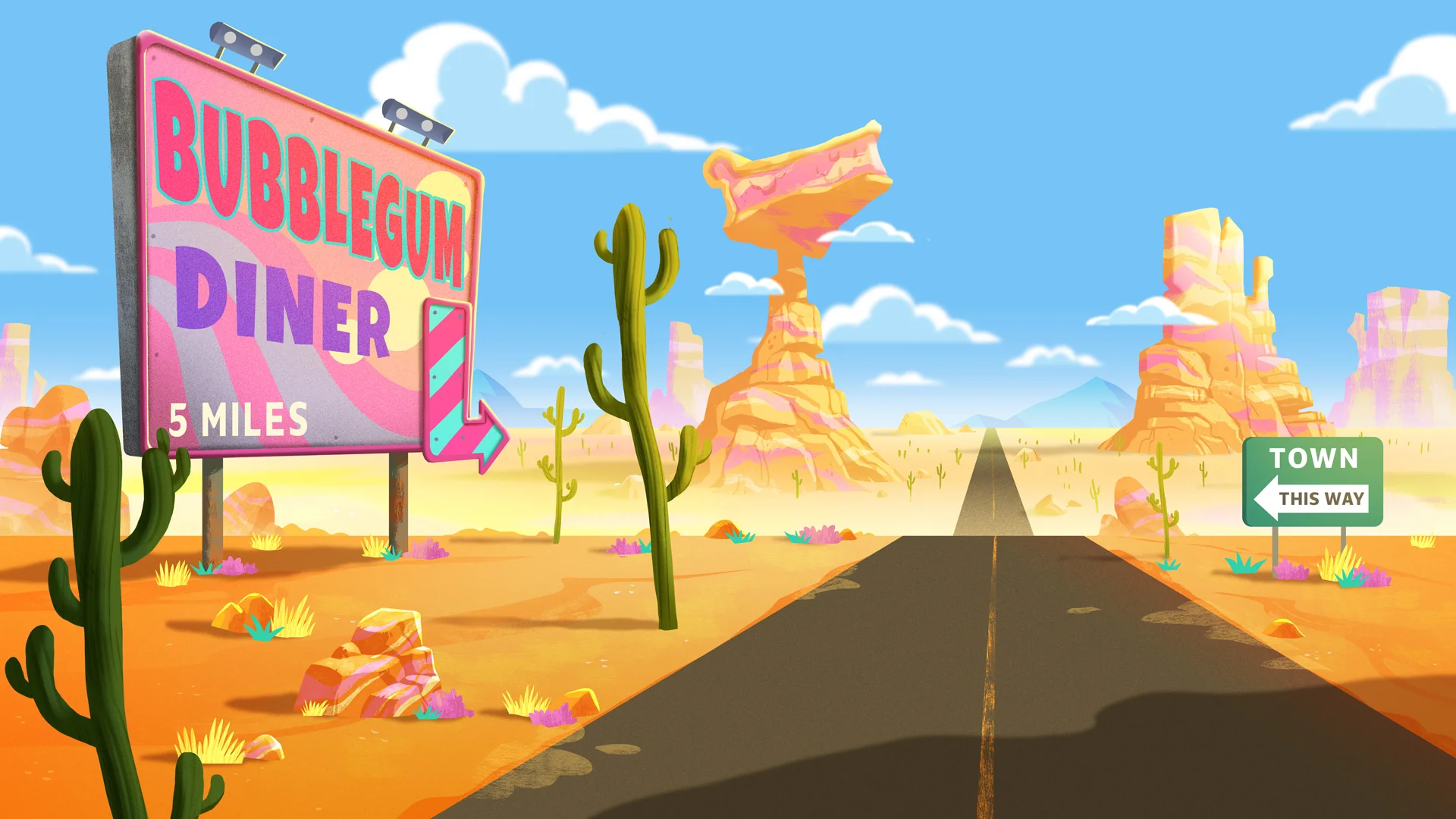 Colour development for the road to Bubblegum Diner