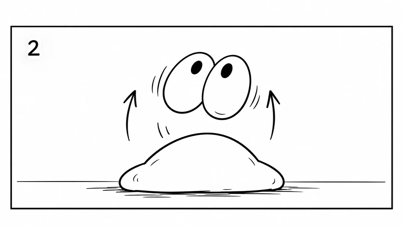 The character squashes down as its eyes bounce upwards.