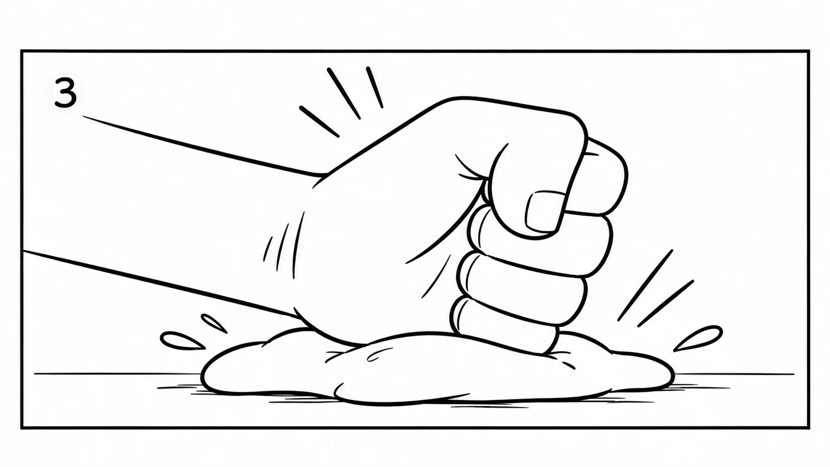 A hand squashes the character flat.