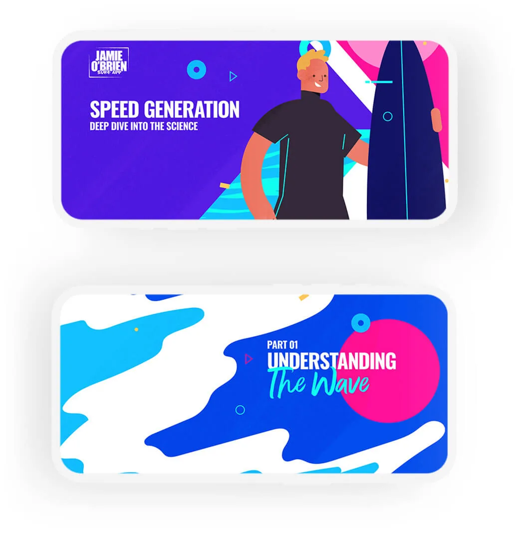 Phone mockups showing speed generation and understanding the wave lessons