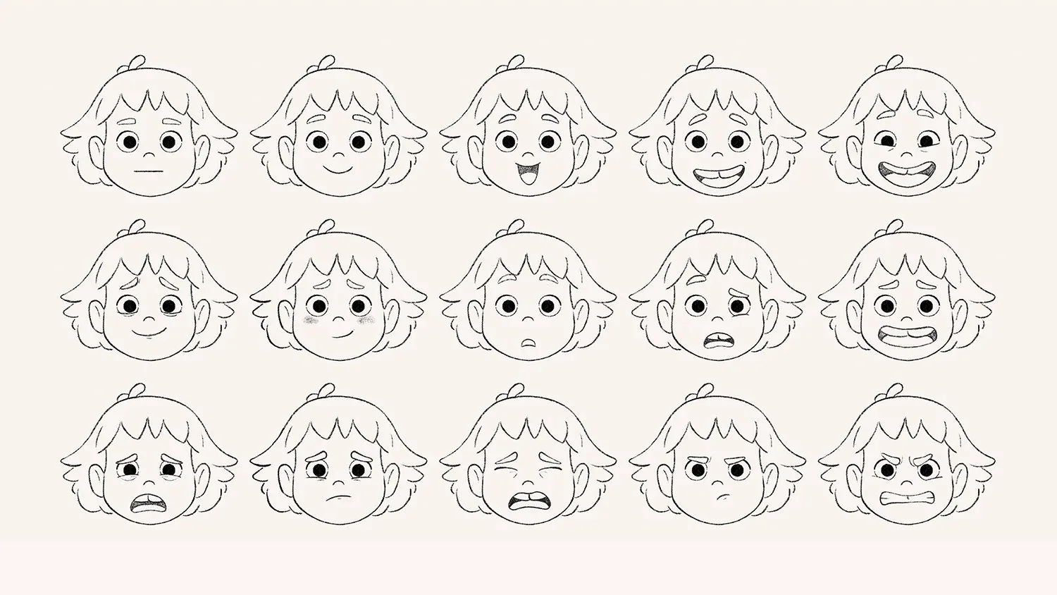 A sheet of Maia’s facial expressions