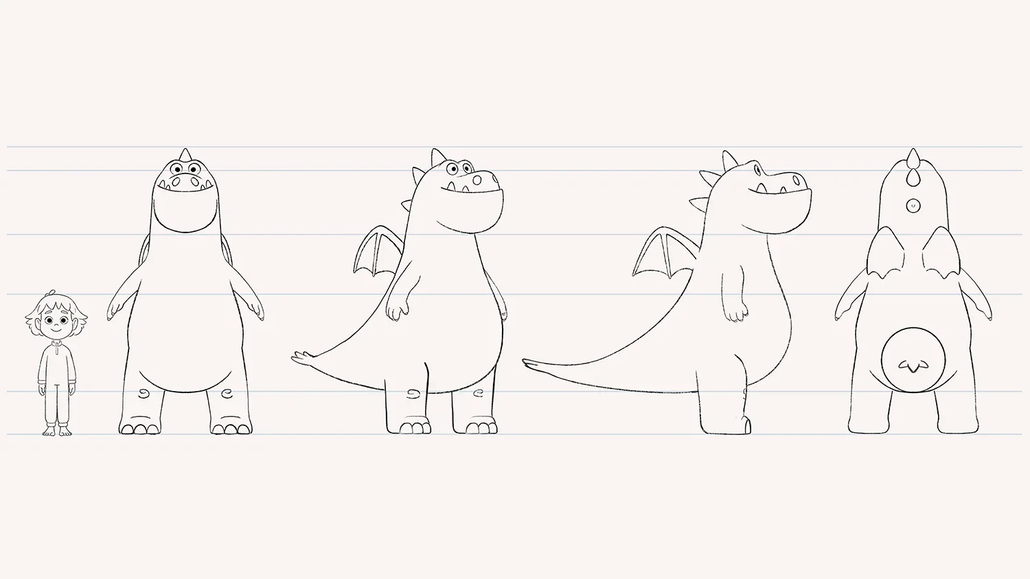 Dragon character turnaround drawings