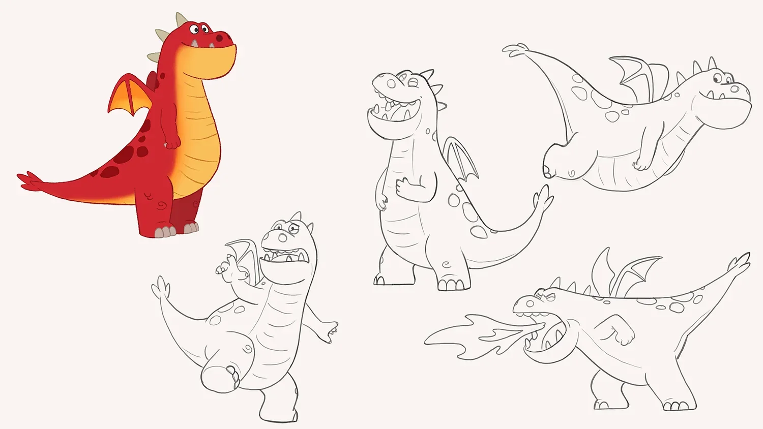 Dragon pose and movement sketches