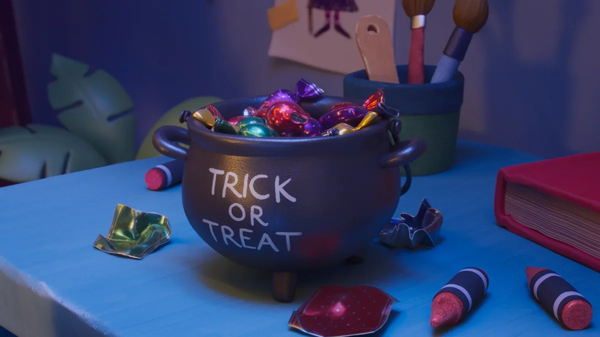 Halloween sweets and toys in Maia’s bedroom