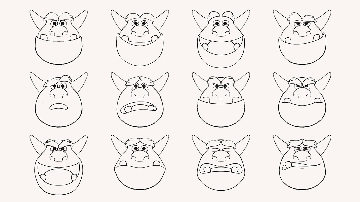 Ogre facial expression sketches