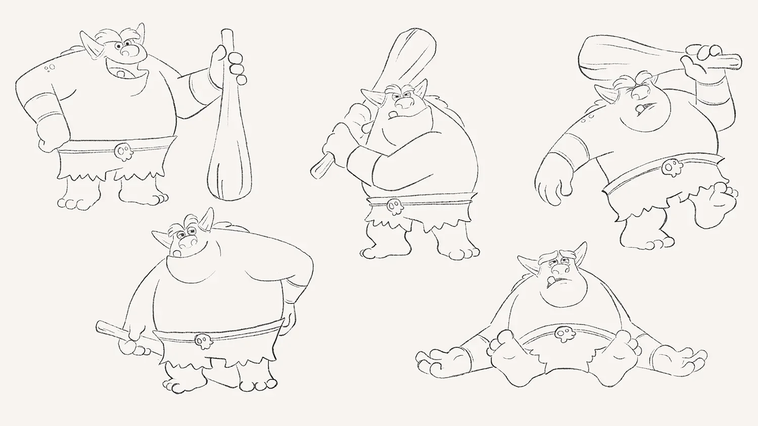 Ogre pose and costume sketches