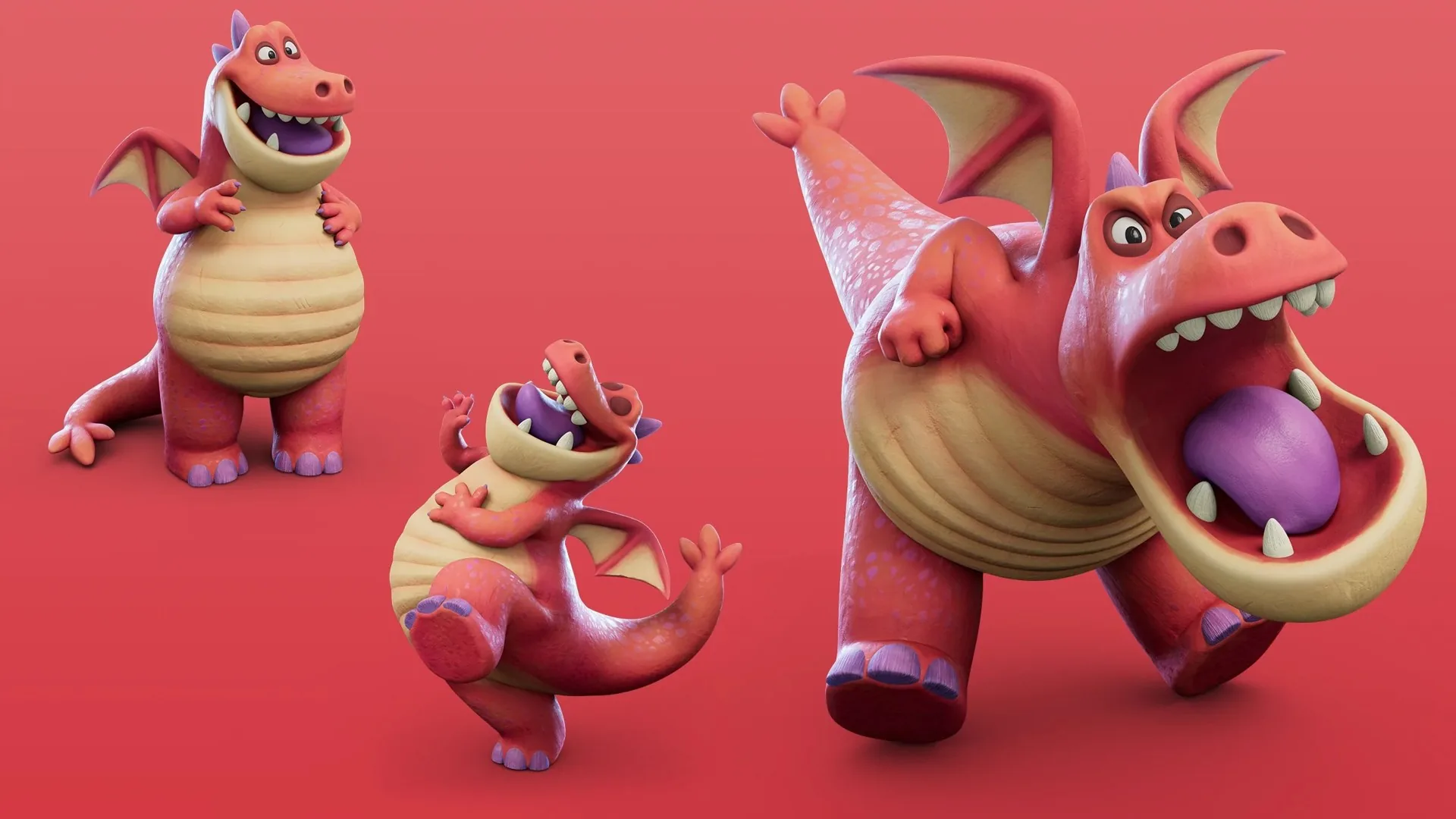 Playful dragon character expressions and poses