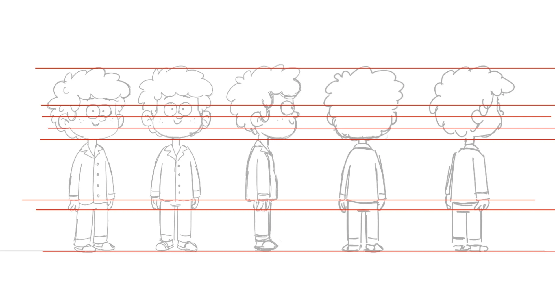 Rough Jimmy turnaround with red alignment guides.