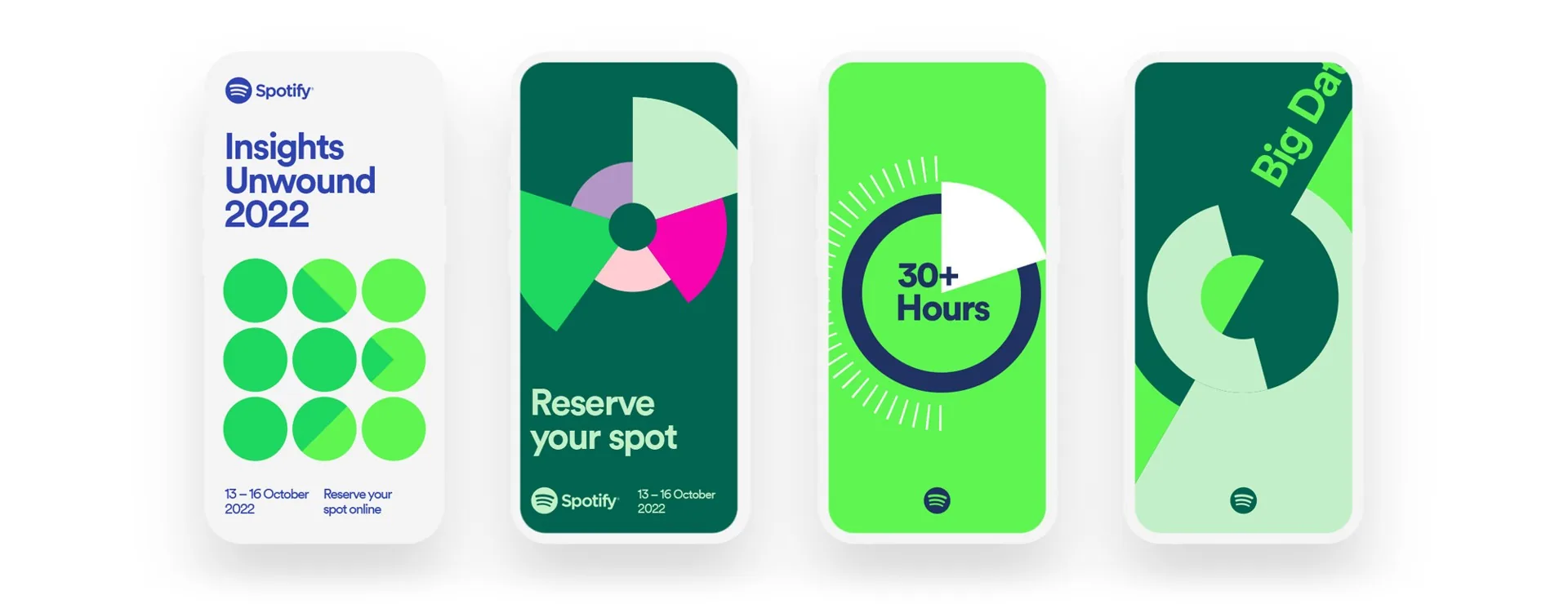 Spotify event designs displayed on mobile screens