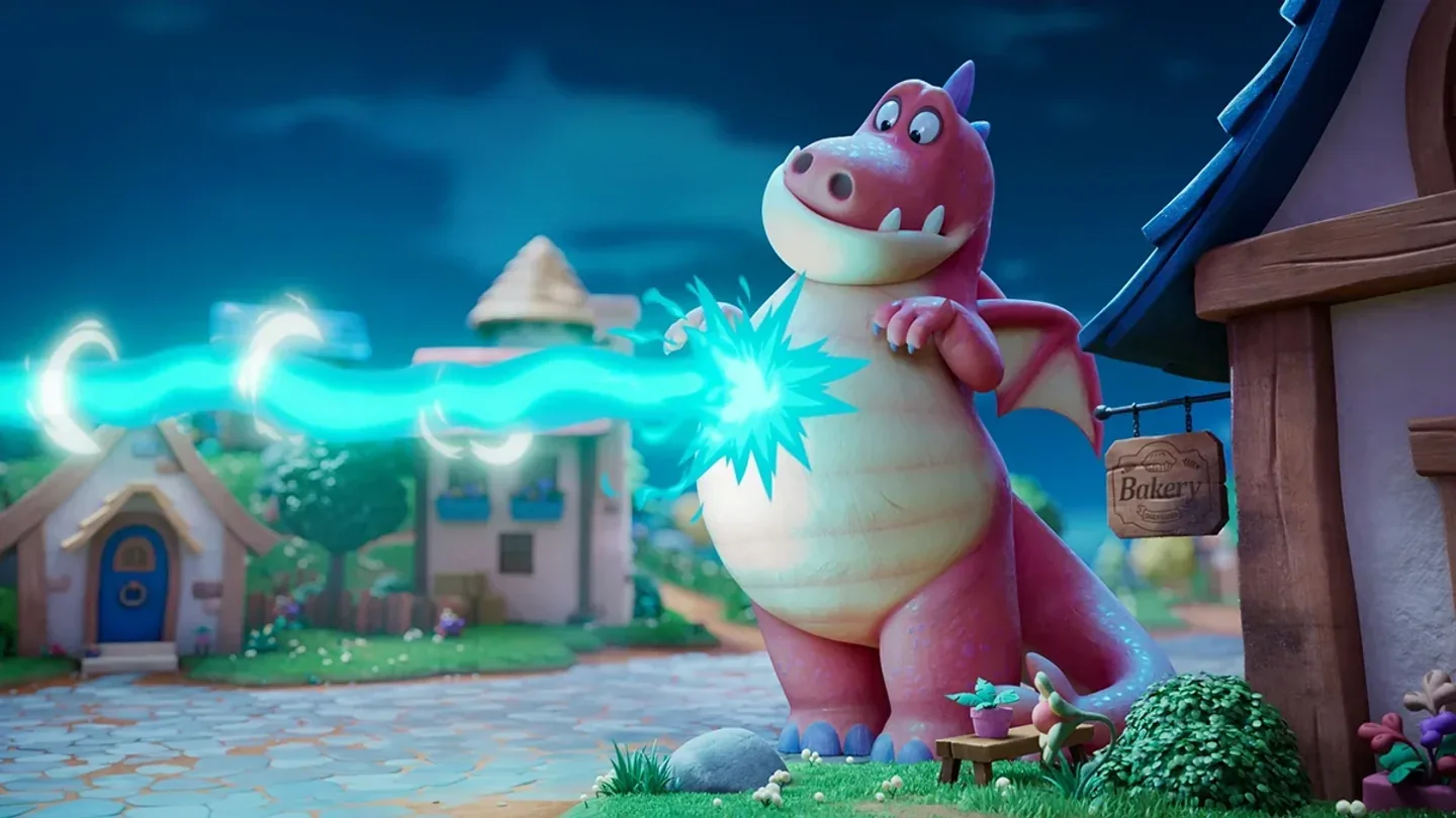 Magic Maia dragon breathing magical green fire