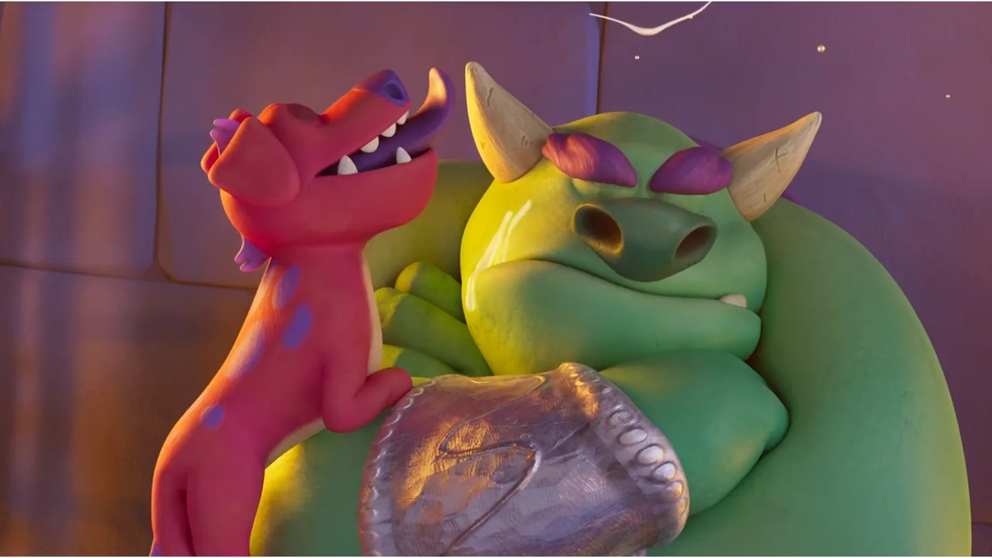 Magic Maia dragon resting on a green ogre