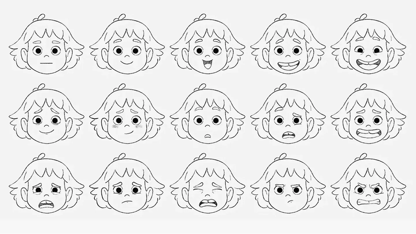 Maia facial expression drawings for Magic Maia