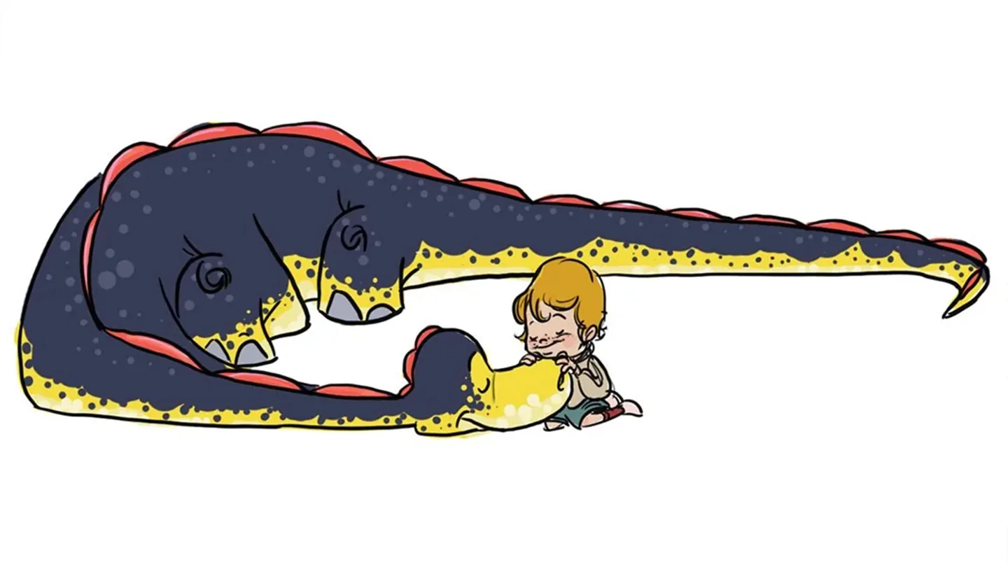 Sleeping Dinosaur and Boy character colour design